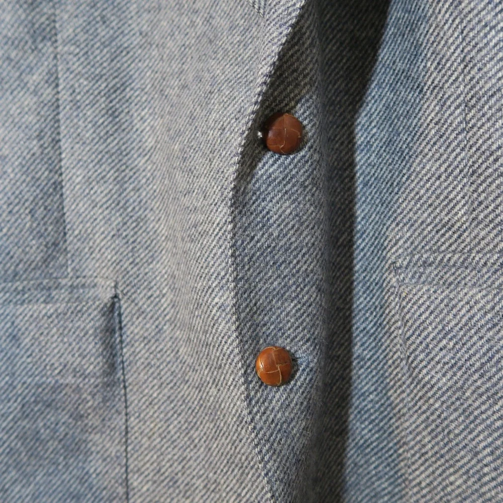 WFF Wool Sport Coat Blazer Herringbone Tweed 2 Button Gray Elbow Patches‎